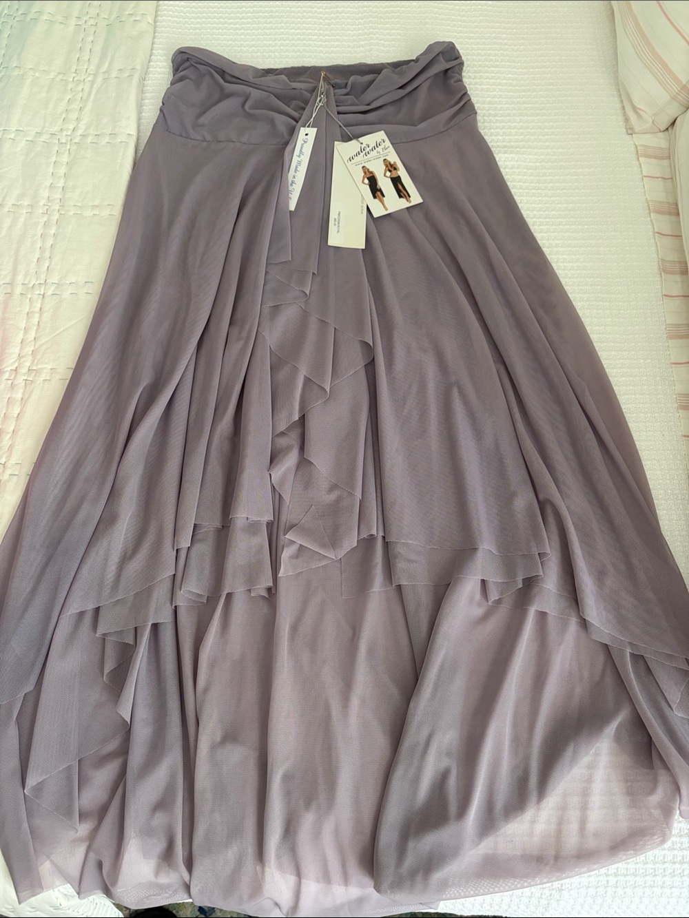 Elan Dusty Lavender High-Low Layered Chiffon swimsuit coverup - S